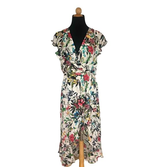 Parker 100% Silk Floral Constance Flutter- Blouson Dress Women Size S - Picture 16 of 16